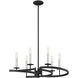 Monteray 6 Light 28 inch Black with Satin Nickel Chandelier Ceiling Light