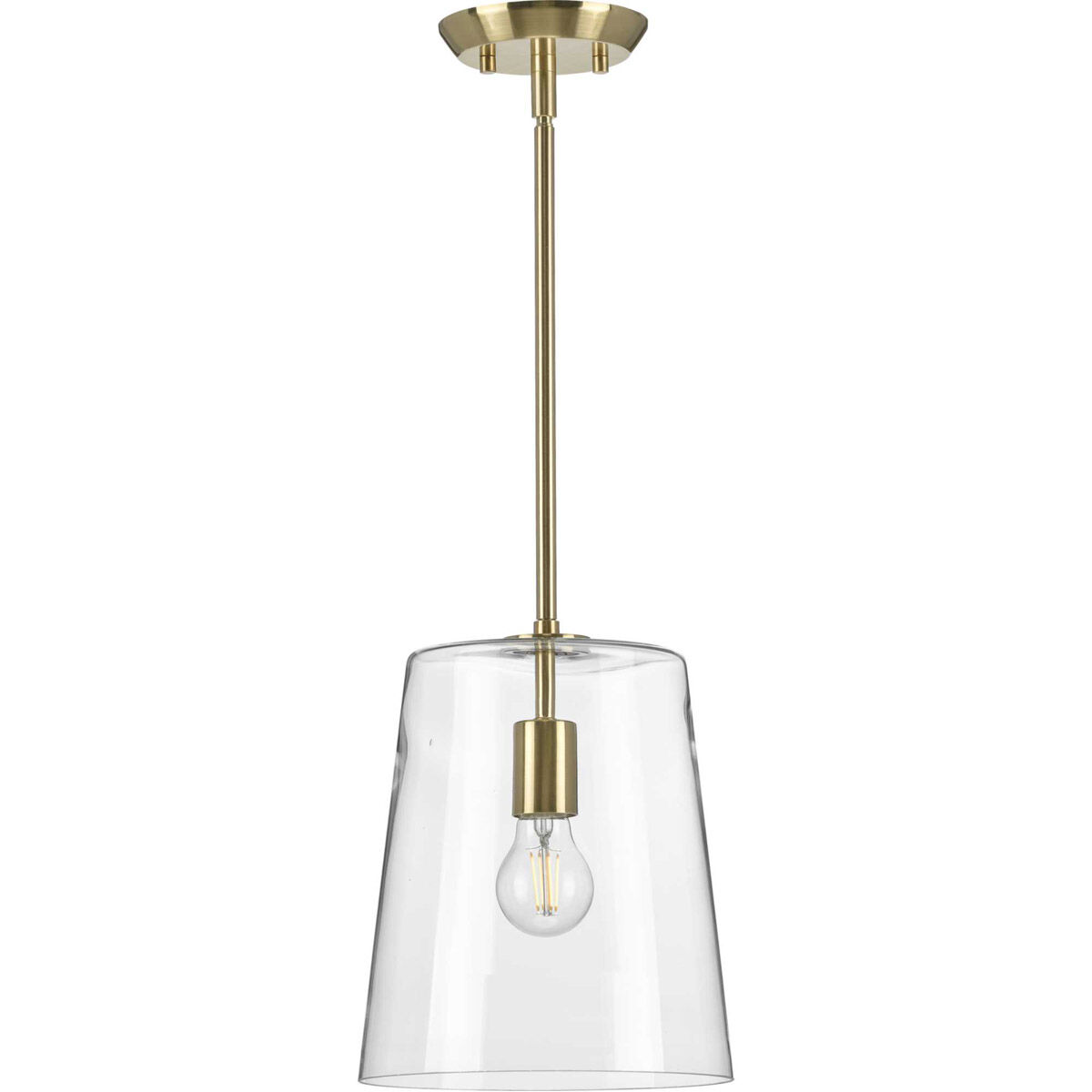 Clarion 1 Light Satin Brass Pendant Ceiling Light, Small