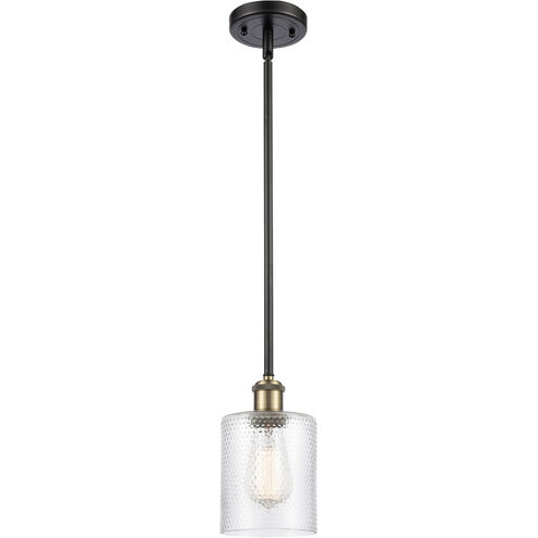 Ballston Cobbleskill LED 5 inch Black Antique Brass Pendant Ceiling Light in Clear Glass, Ballston