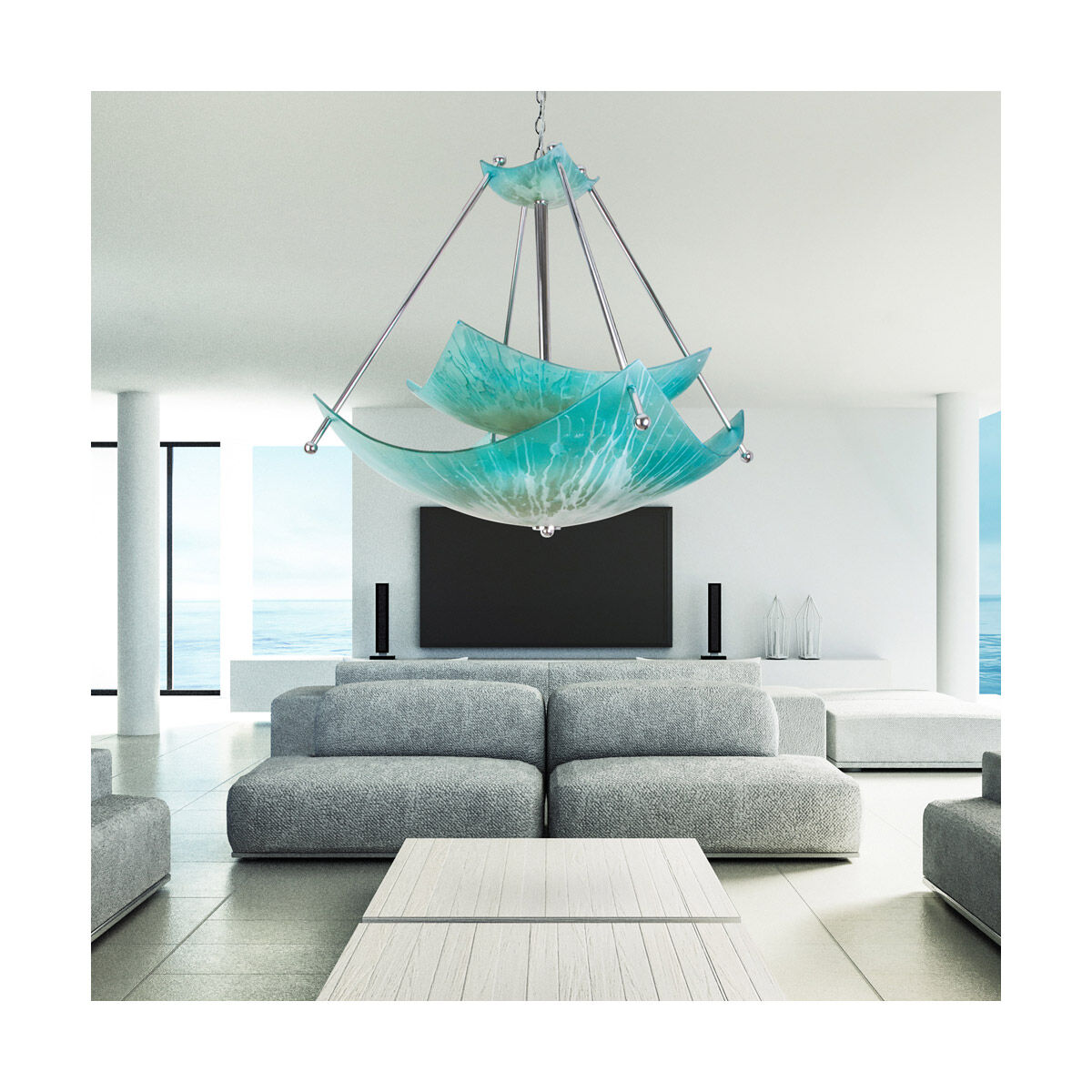 Episode 6 Light 48 inch Brilliant Silver Chandelier Ceiling Light, Private Events