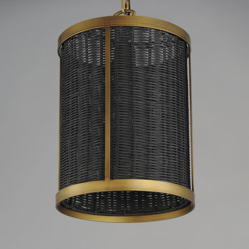 Rattan 1 Light 10 inch Natural Aged Brass Single Pendant Ceiling Light