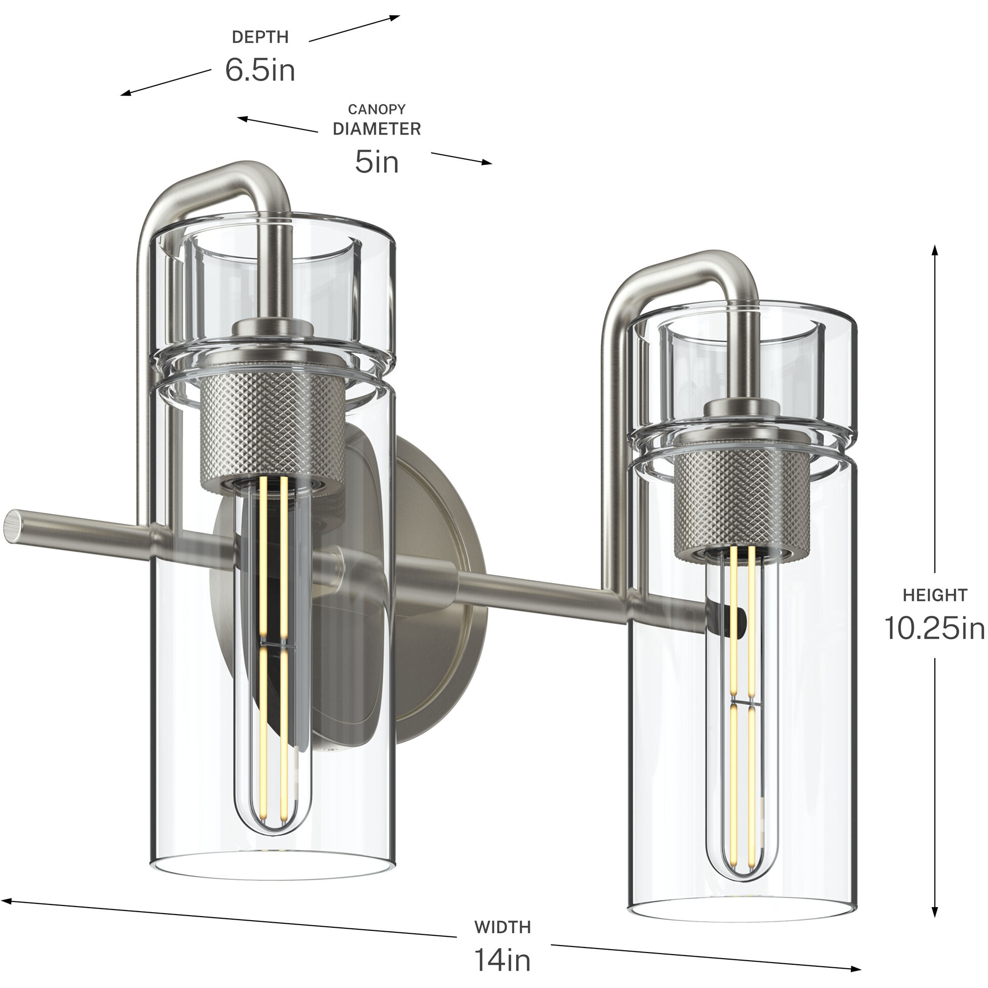 Niccol 2 Light 14 inch Brushed Nickel Vanity Light Wall Light
