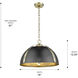 Aldrich Pendant Ceiling Light in Aged Brass, Matte Black