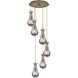 Owego 6 Light 15.75 inch Brushed Brass Multi Pendant Ceiling Light in Light Smoke Glass