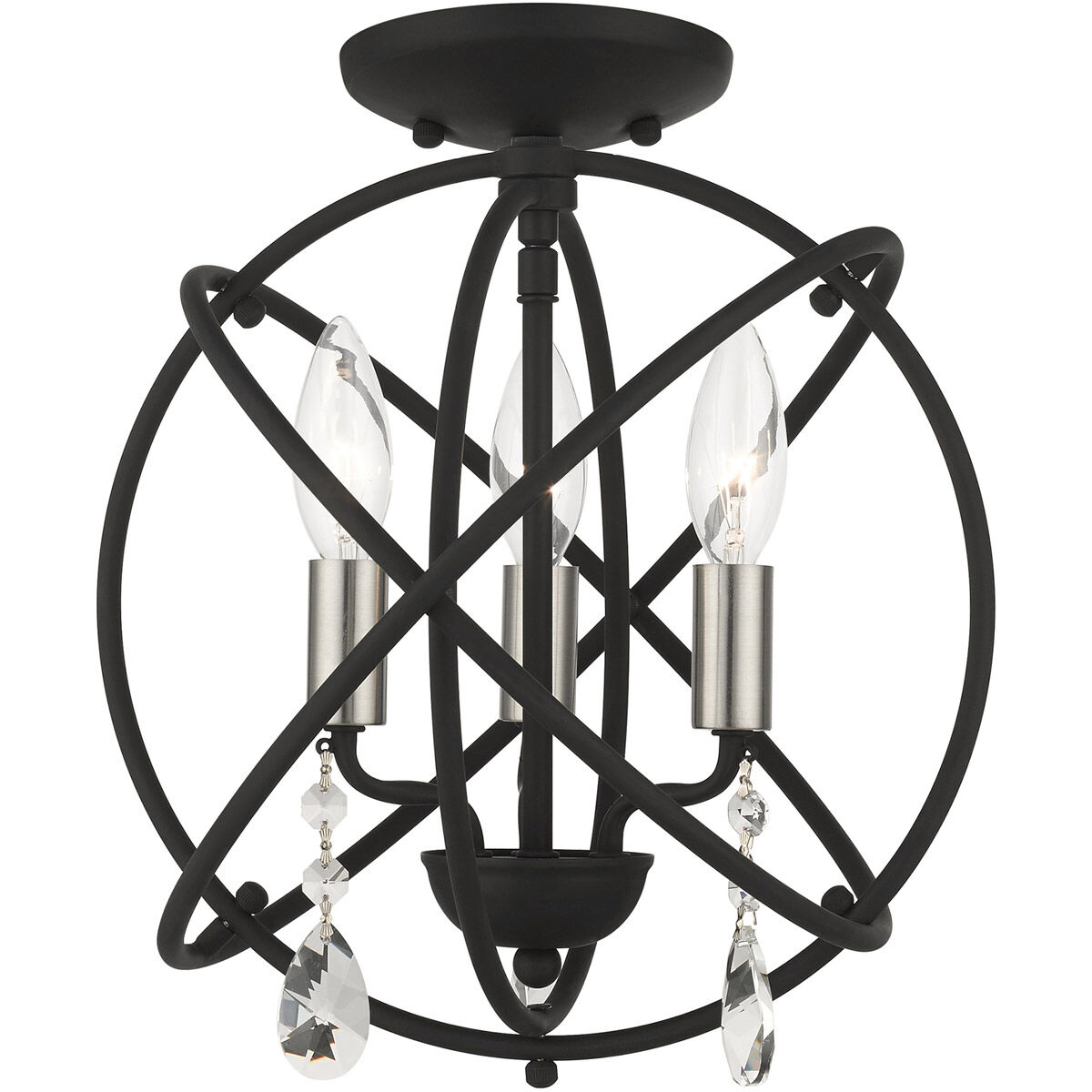 Aria 3 Light 12.63 inch Black Convertible Chandelier / Semi Flush Ceiling Light