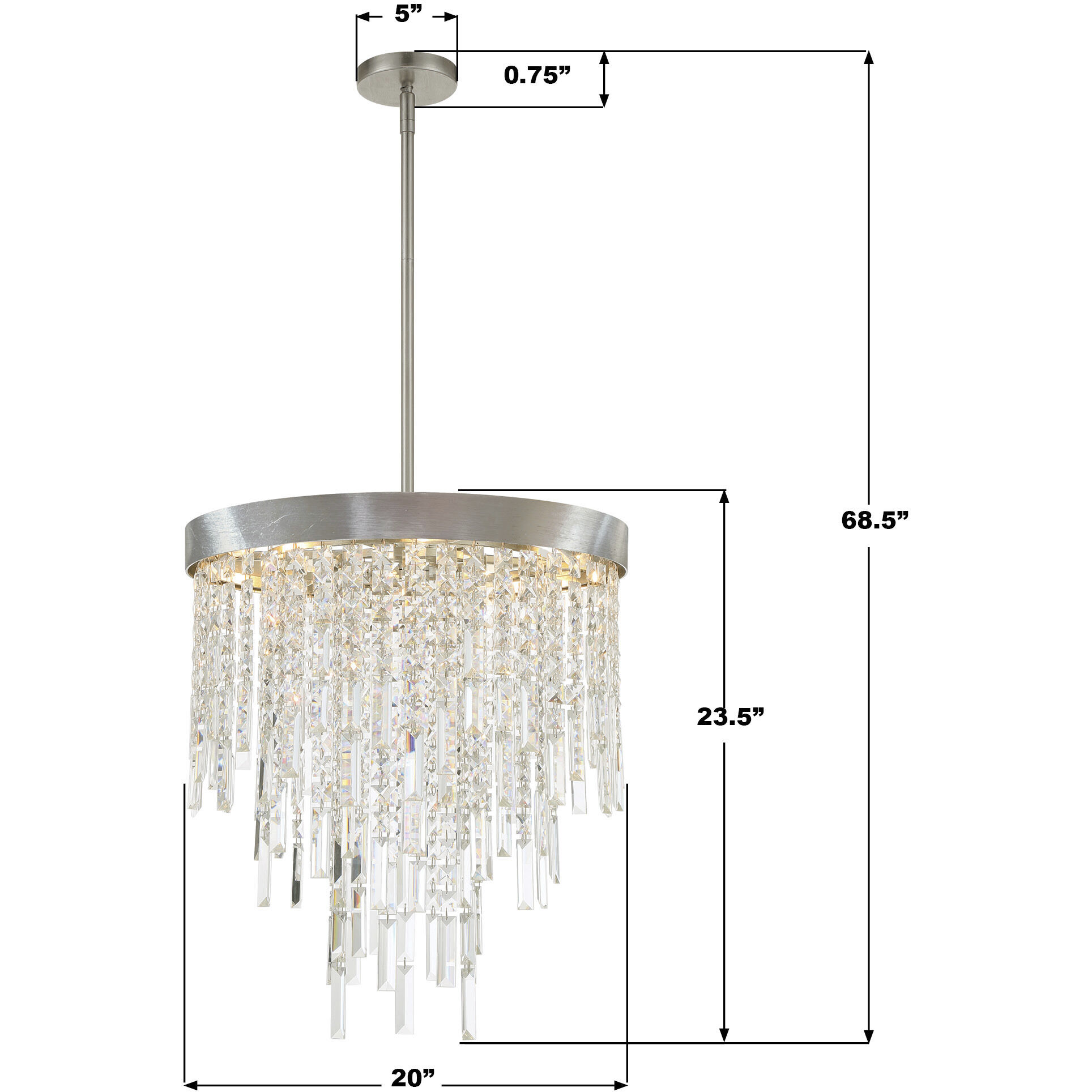 Winfield 5 Light 20 inch Antique Silver Chandelier Ceiling Light