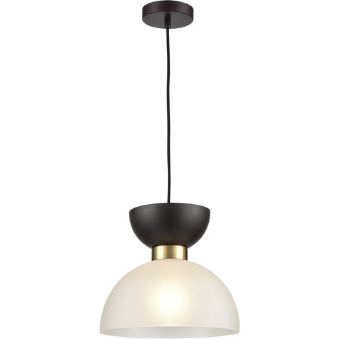 Softshot 1 Light 12 inch Black with Frosted White and Aged Brass Pendant Ceiling Light