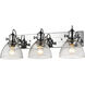 Hines 3 Light 25 inch Chrome Semi-flush Ceiling Light in Seeded Glass, Damp
