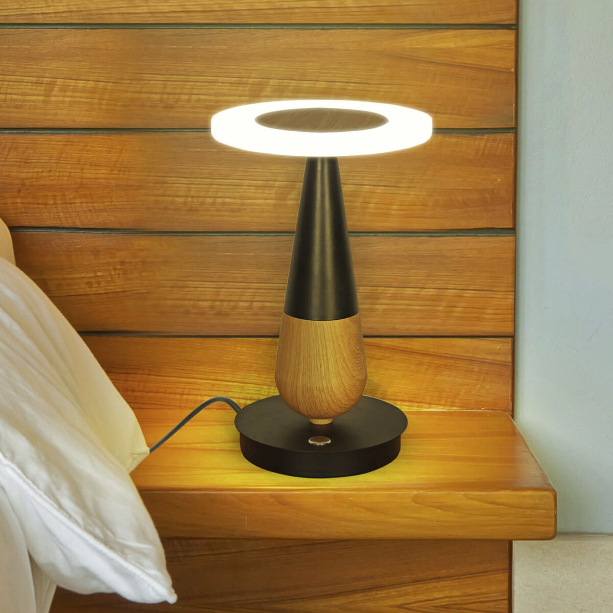 Silva 11.5 inch 8 watt Plated Wood/Black Table Lamp Portable Light