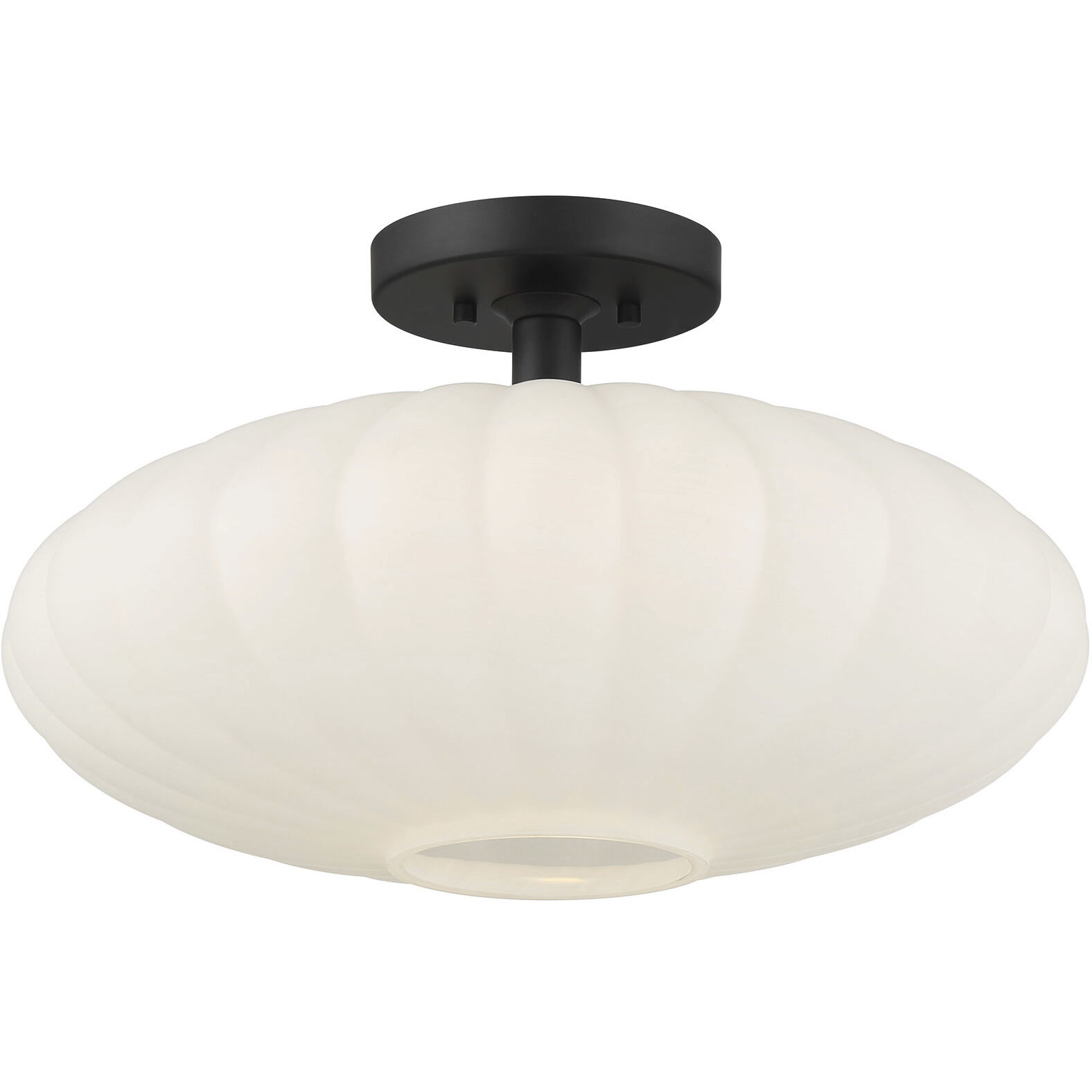 Traditional 1 Light 18 inch Matte Black Semi-Flush Ceiling Light