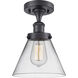 Cone 1 Light 7.75 inch Matte Black Semi-Flush Mount Ceiling Light