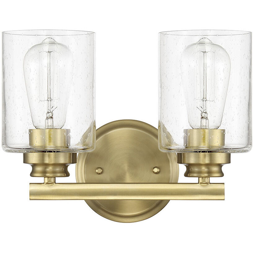 Neighborhood Bolden 2 Light 12.7 inch Satin Brass Vanity Light Wall Light in Clear Seeded