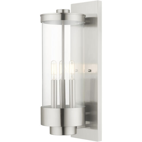 Hillcrest 3 Light 20.5 inch Brushed Nickel Outdoor Wall Lantern