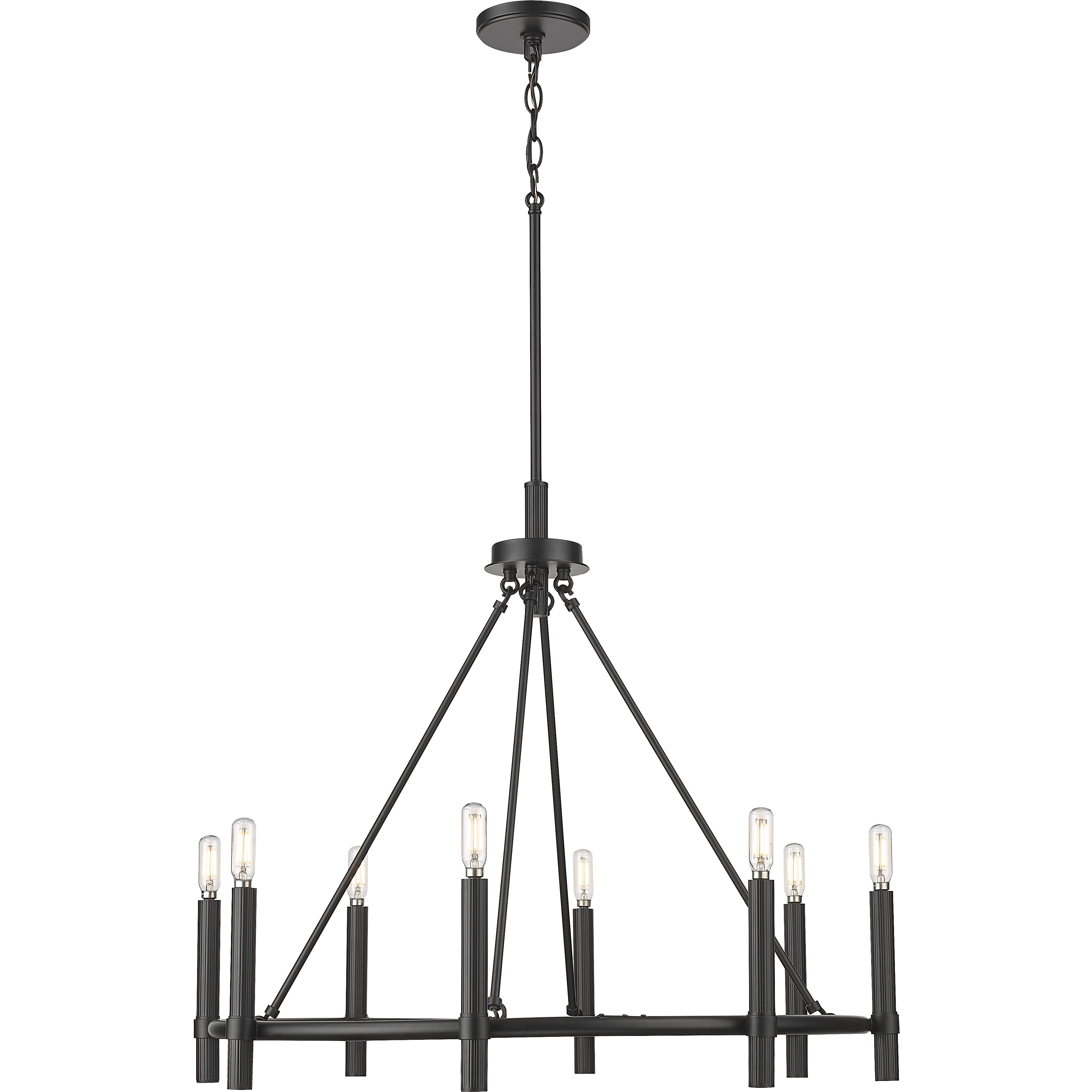 Skyva 8 Light 30 inch Matte Black Chandelier Ceiling Light