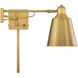 Farmhouse 6.5 inch 60.00 watt Natural Brass Adjustable Wall Sconce Wall Light