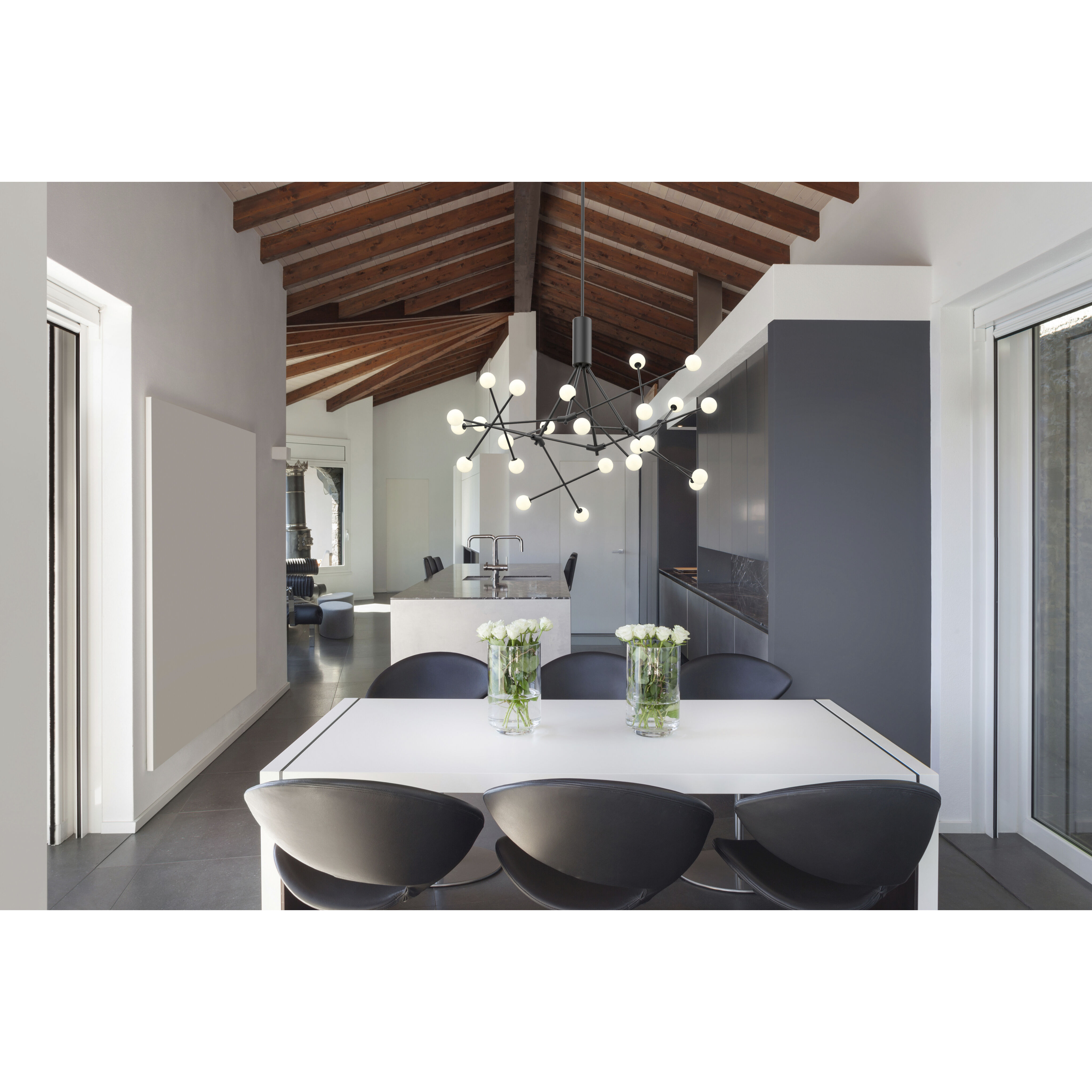 Moto LED 39.63 inch Black Chandelier Ceiling Light