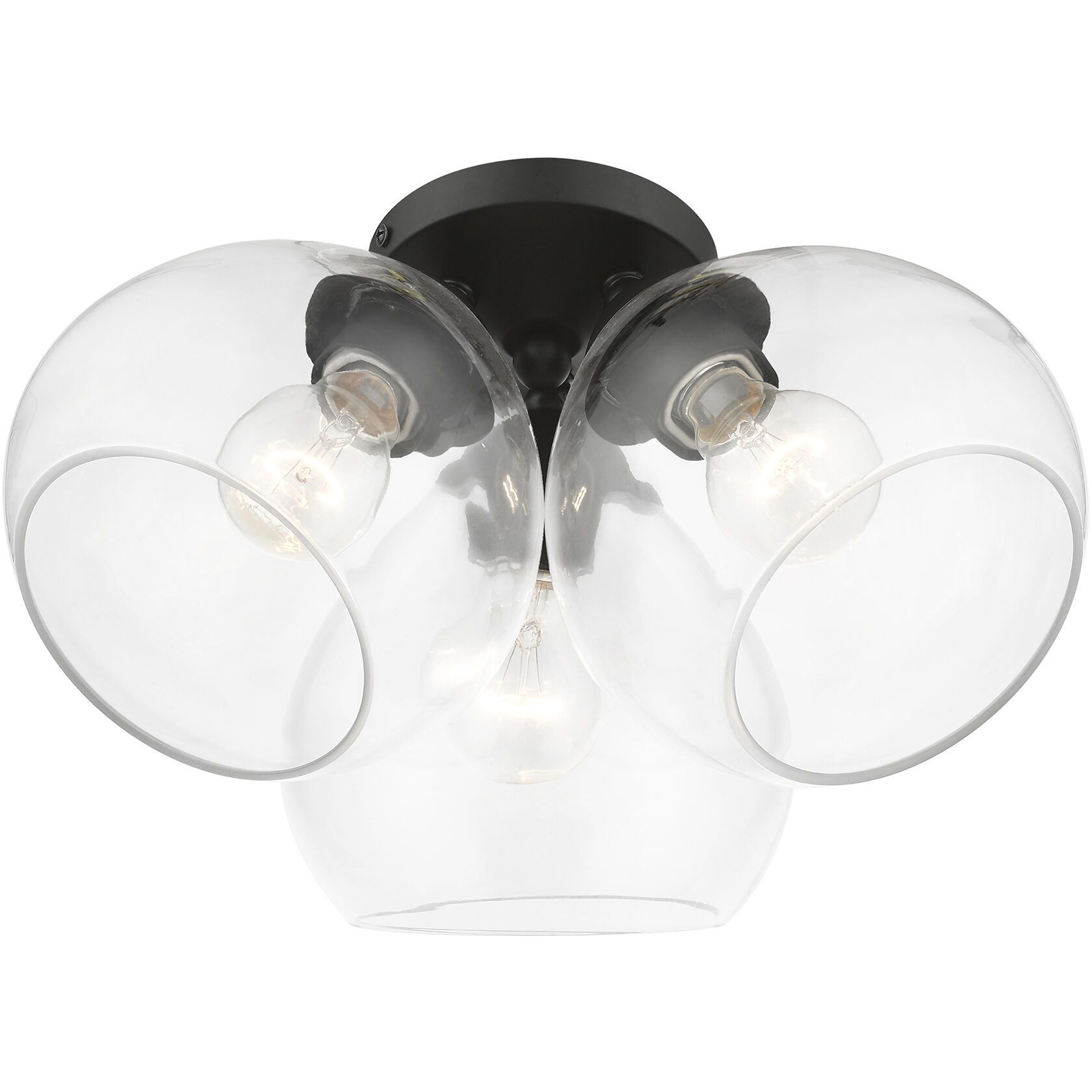 Catania 3 Light 16 inch Black Semi-Flush Ceiling Light