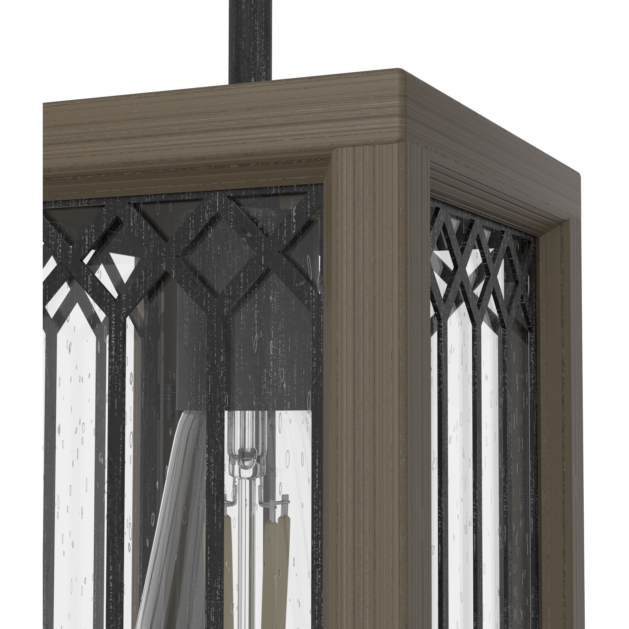 Chevron 1 Light 6 inch Rustic Iron and French Oak Mini Pendant Ceiling Light