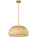 Berkshire 1 Light 18 inch Tan Metal with Natural Bamboo Pendant Ceiling Light