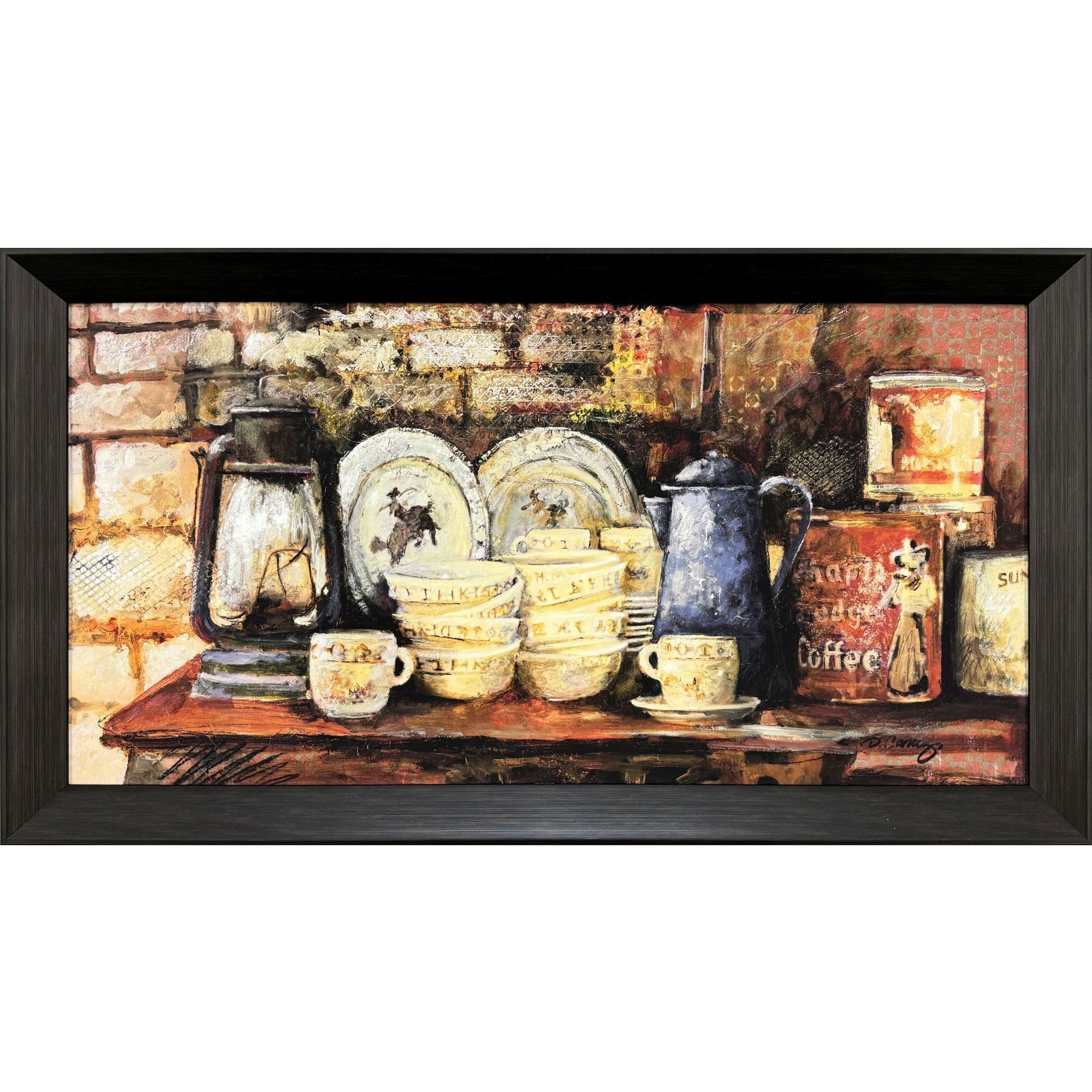 General Store Brown and Blue and Multi and Rust Framed Art