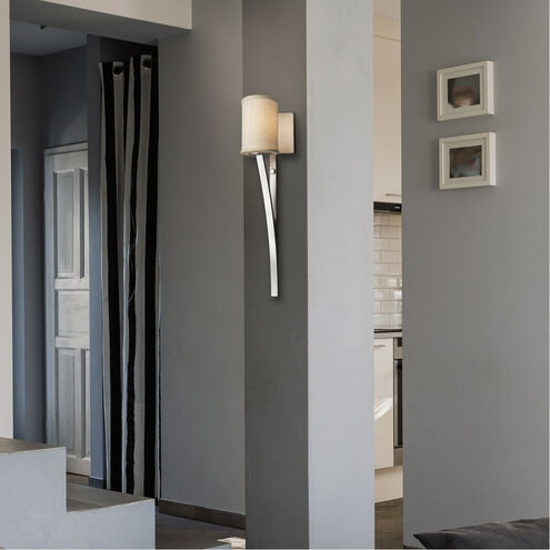 Textile 4.5 inch Brushed Nickel Wall Sconce Wall Light in Cylinder with Flat Rim, Incandescent, Gray