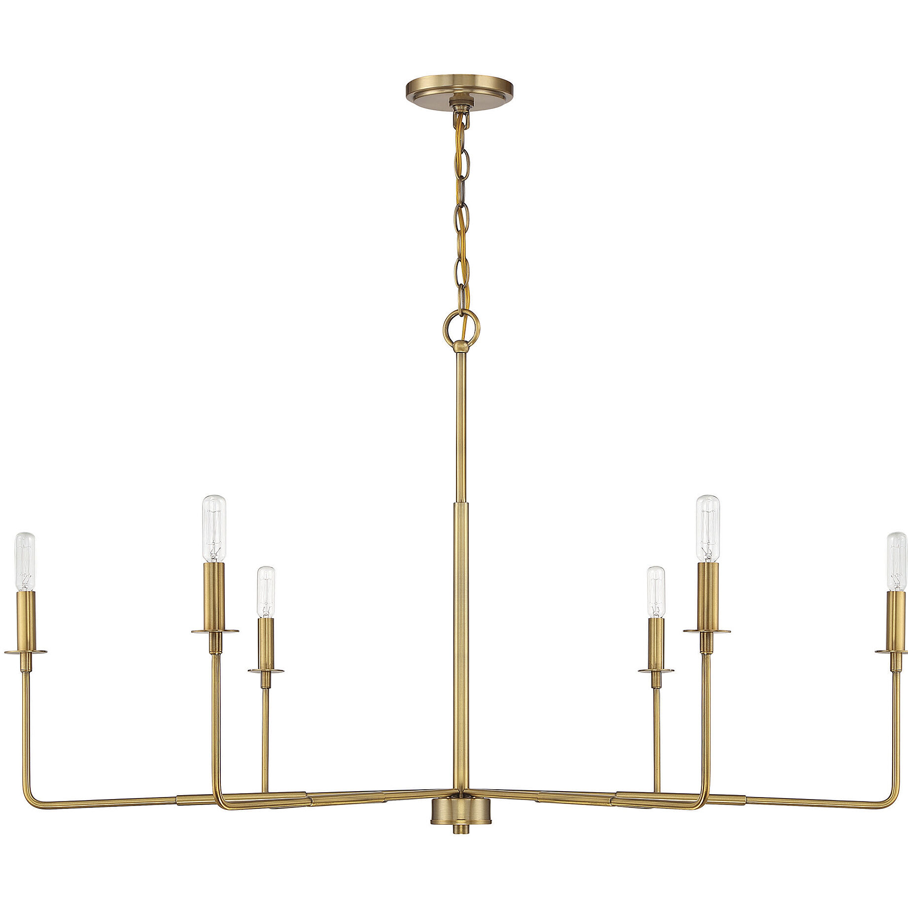 Salerno 6 Light 42 inch Warm Brass Chandelier Ceiling Light, Essentials