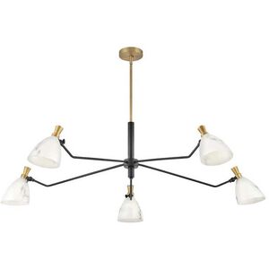 Sinclair LED 50 inch Heritage Brass with Black Indoor Chandelier Ceiling Light