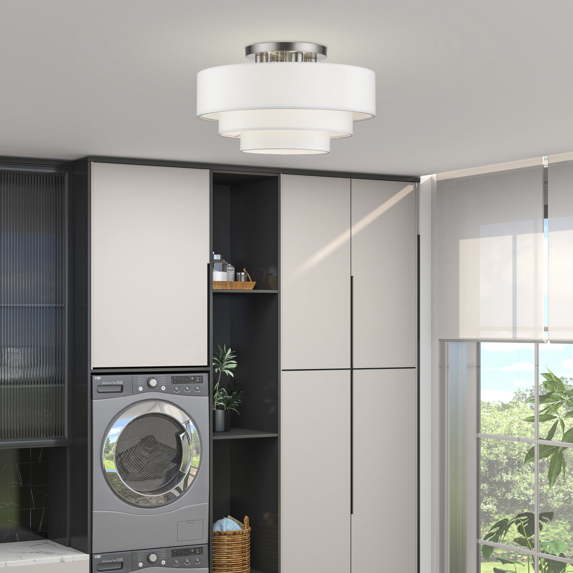 Manorwood 4 Light 21 inch Brushed Nickel Semi-Flush Ceiling Light