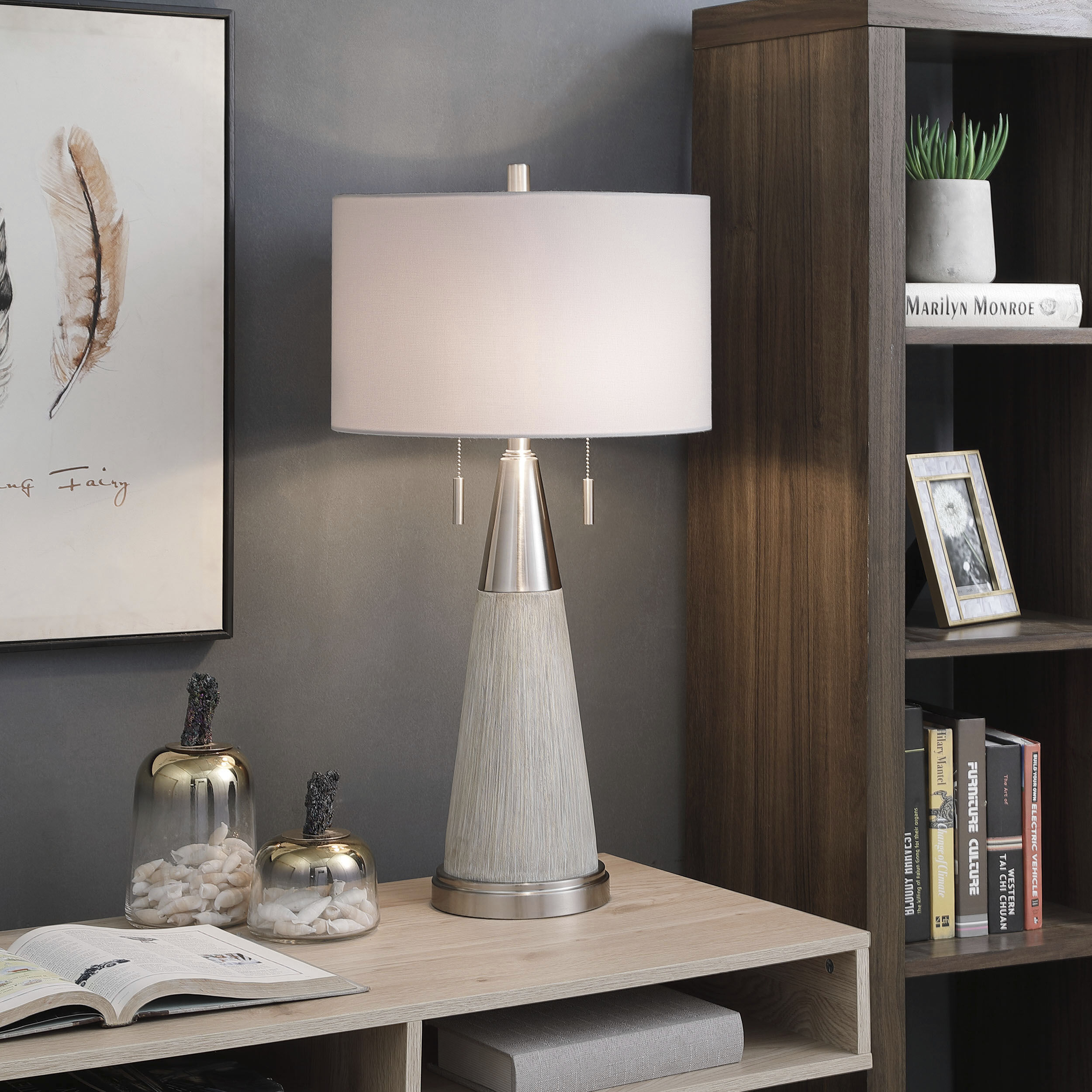 Cigala 32 inch 150.00 watt Gold Body With Brass Base Table Lamp Portable Light