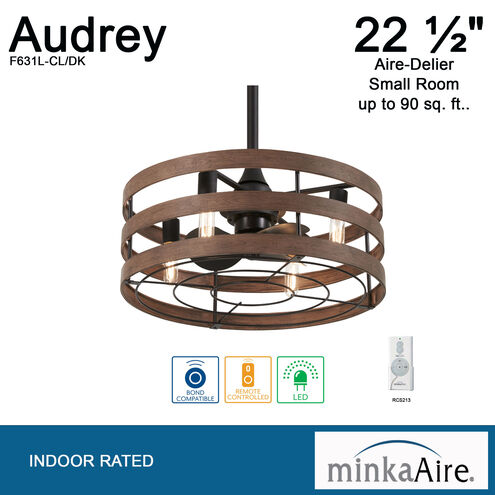 Audrey 26 inch Coal And Distressed Koa with Coal Blades Indoor Ceiling Fan