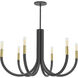 Wand 6 Light 28 inch Matte Black with Aged Brass Chandelier Ceiling Light in Matte Black and Aged Brass