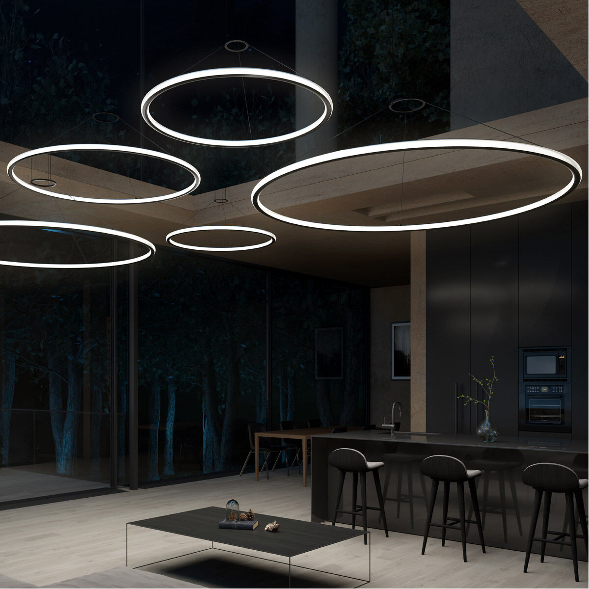 Luna LED 38 inch Satin Black Pendant Ceiling Light