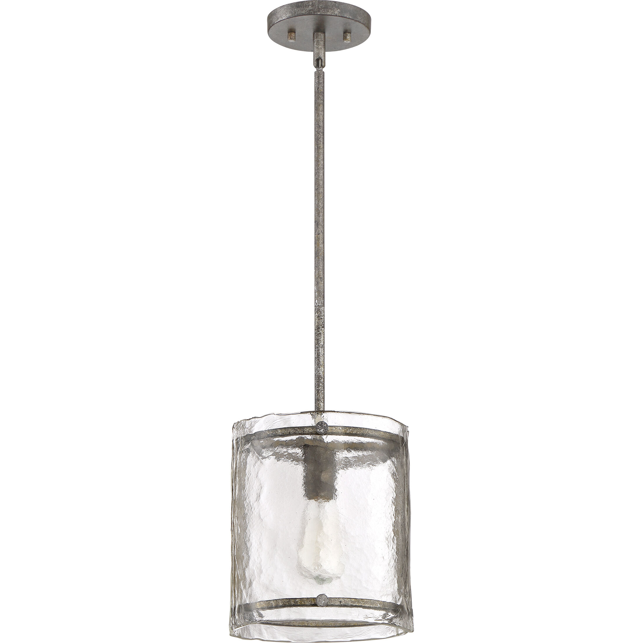 Fortress 1 Light 9 inch Mottled Silver Mini Pendant Ceiling Light