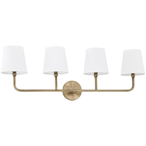 Dawson 4 Light 35 inch Aged Brass Vanity Light Wall Light