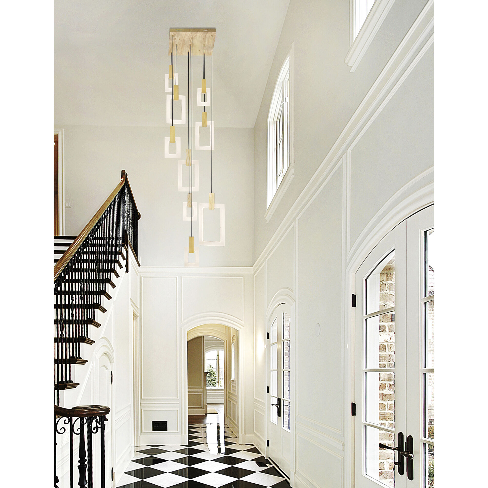 Anello LED 24 inch White Oak Multi Point Pendant Ceiling Light