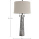 Margaret 32.25 inch Rubbed Bronze and Clear Acrylic and Beige Linen with Gray Marble Table Lamp Portable Light
