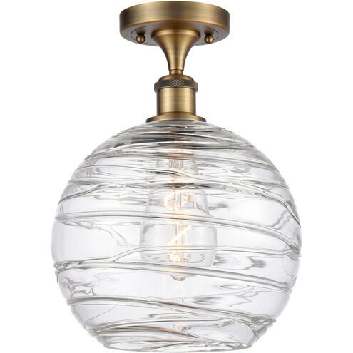Ballston Large Deco Swirl LED 10 inch Brushed Brass Semi-Flush Mount Ceiling Light, Ballston