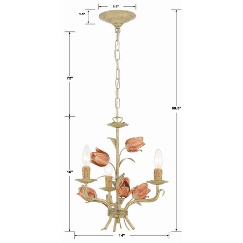 Southport 3 Light 14 inch Sage Rose Mini Chandelier Ceiling Light