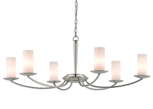 Myles 6 Light 46 inch Polished Nickel and White Chandelier Ceiling Light 