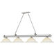 Cordon 4 Light 81.75 inch Brushed Nickel Billiard Ceiling Light in White Mottle Glass