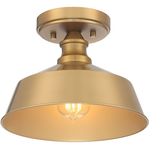 Vintage 1 Light 10 inch Natural Brass Semi-Flush Ceiling Light