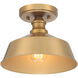 Vintage 1 Light 10 inch Natural Brass Semi-Flush Ceiling Light