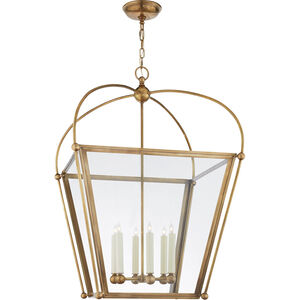 Chapman & Myers Riverside 6 Light 28.75 inch Antique-Burnished Brass Square Lantern Pendant Ceiling Light, Large