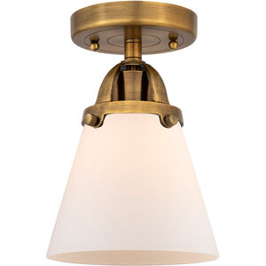 Nouveau 2 Small Cone 1 Light 6 inch Brushed Brass Semi-Flush Mount Ceiling Light in Matte White Glass