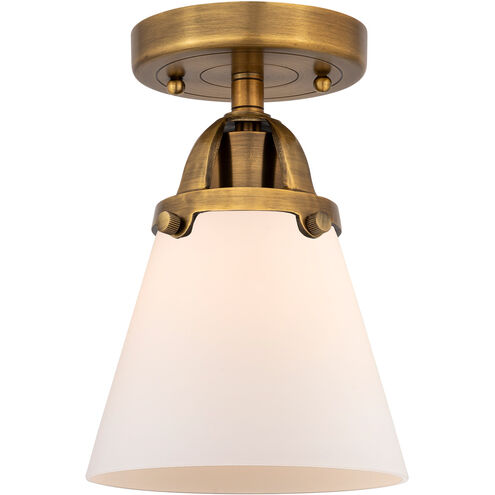 Nouveau 2 Small Cone 1 Light 6 inch Brushed Brass Semi-Flush Mount Ceiling Light in Matte White Glass