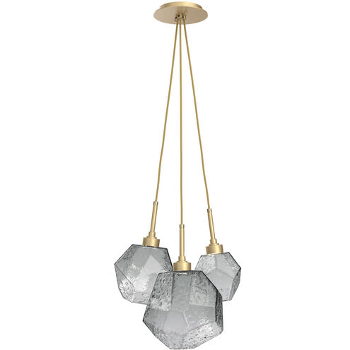 Gem LED 13.5 inch Gilded Brass Chandelier Ceiling Light in 3000K LED, Smoke, Cluster