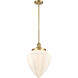 Franklin Restoration Bullet LED 12 inch Satin Gold Mini Pendant Ceiling Light in Matte White