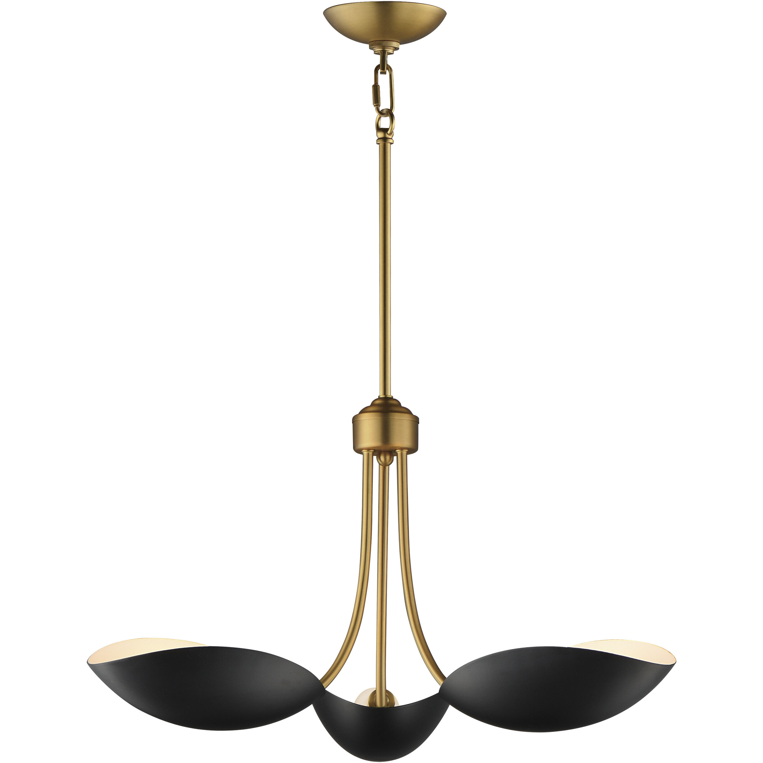 Maris 3 Light 22 inch Black and Natural Aged Brass Multi-Light Pendant Ceiling Light