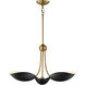 Maris 3 Light 22 inch Black and Natural Aged Brass Multi-Light Pendant Ceiling Light