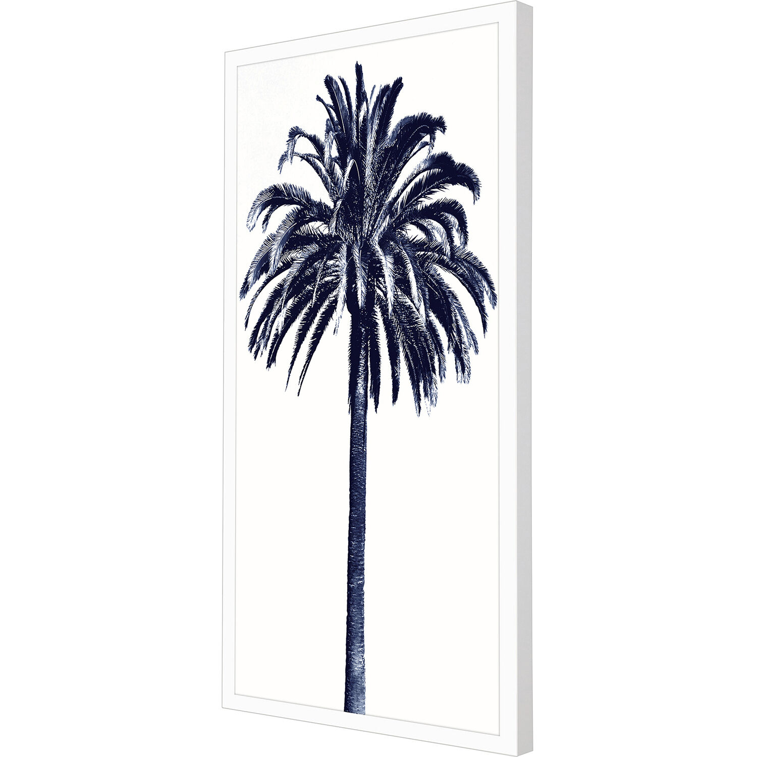 Palm Tree Blue Blue and White Framed Art